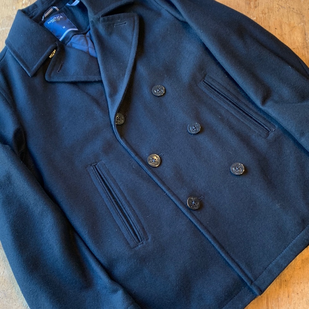 Nautica Black Pea Coat for Men
